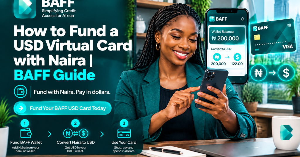 BAFF user funding a USD virtual card with Naira in the app