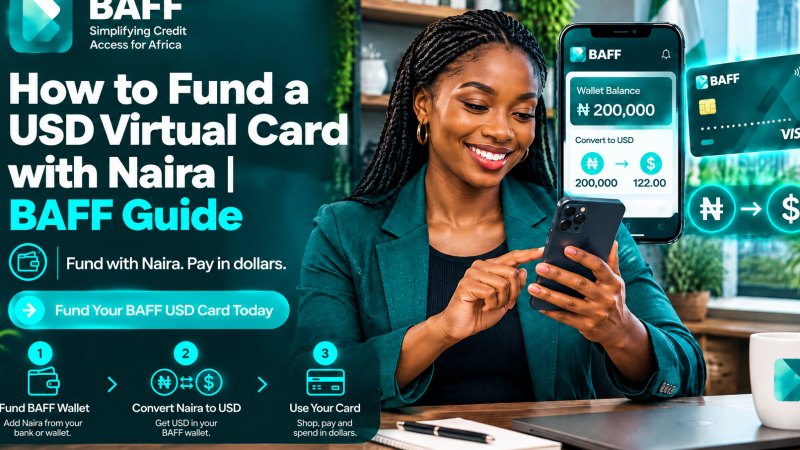BAFF user funding a USD virtual card with Naira in the app